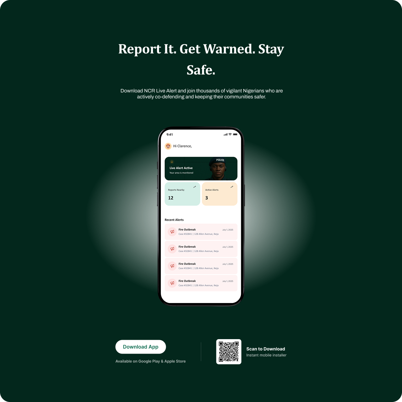Report It. Get Warned. Stay Safe. Download NCR Live Alert